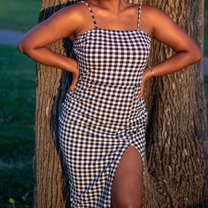Black and white Checkered midi dress